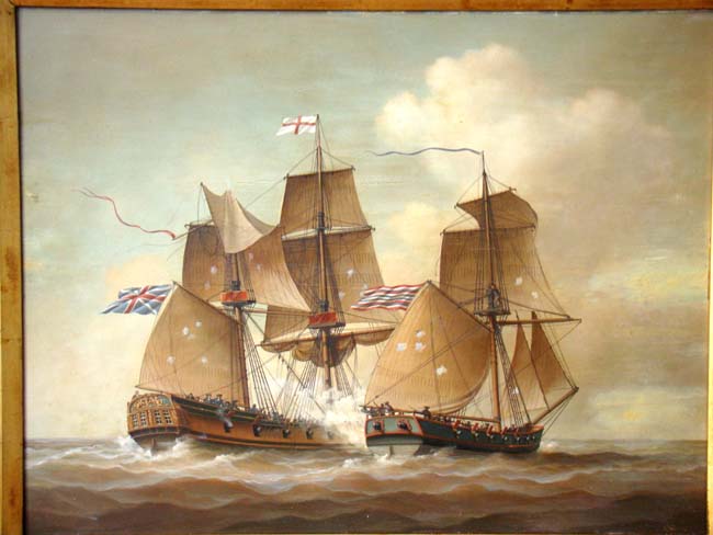 A fine LOUIS DODD Naval Battle painting — image 3
